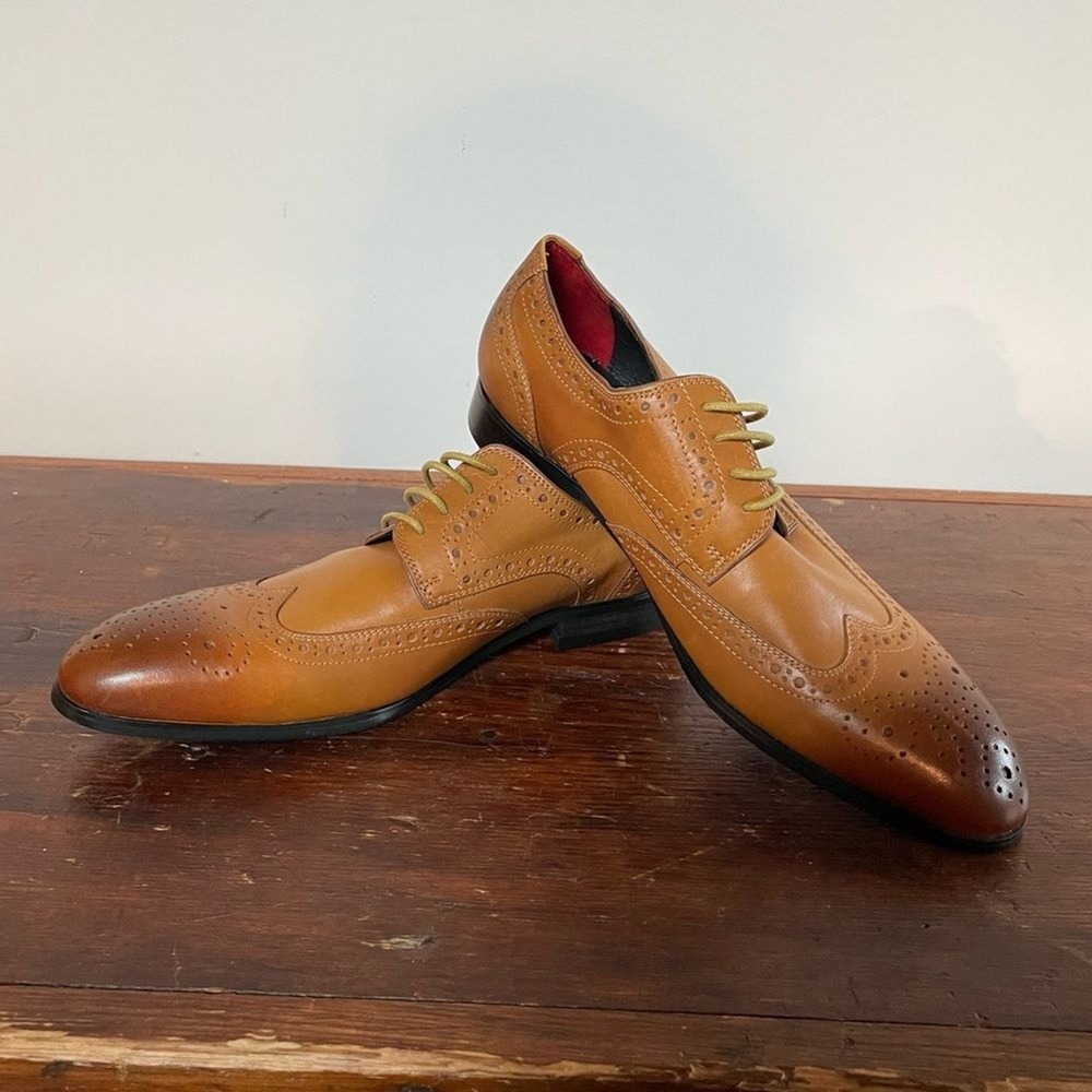 Red Saks Fifth Avenue‎ Mens Preston Leather Shoes 9.5